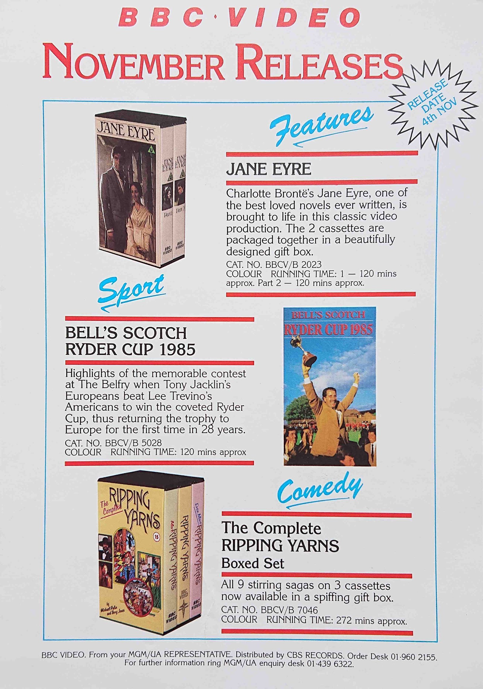 Other pages of catalogue BBC Video catalogue 1985